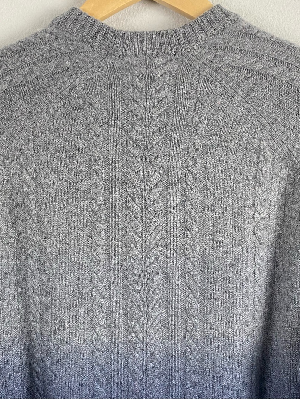 Raffi Cashmere Ombré/Gradient Multi Cable Knit Long Sleeve Crewneck Sweater - Picture 5 of 16